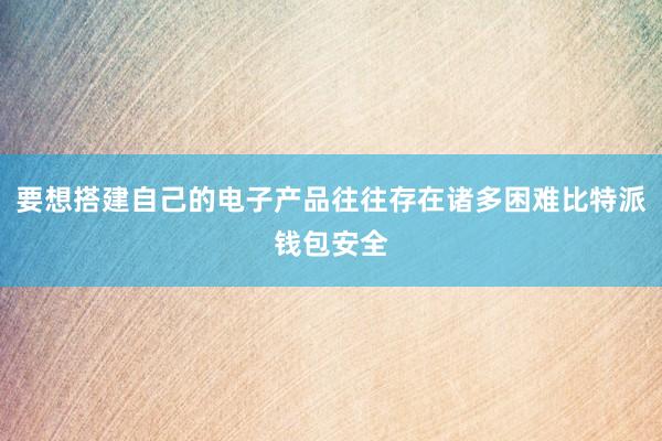 要想搭建自己的电子产品往往存在诸多困难比特派钱包安全