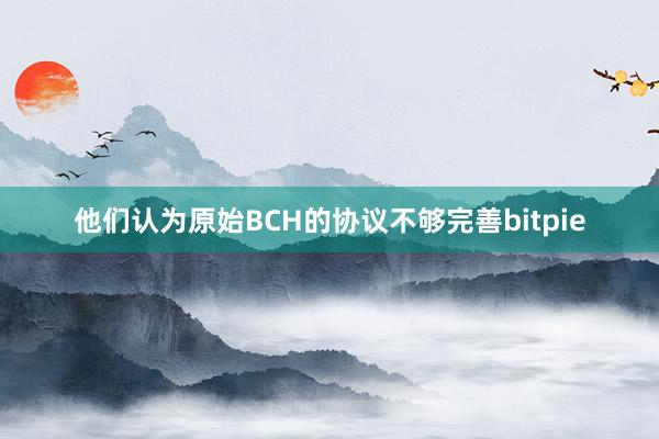 他们认为原始BCH的协议不够完善bitpie