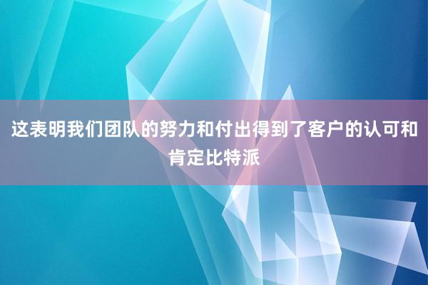 这表明我们团队的努力和付出得到了客户的认可和肯定比特派